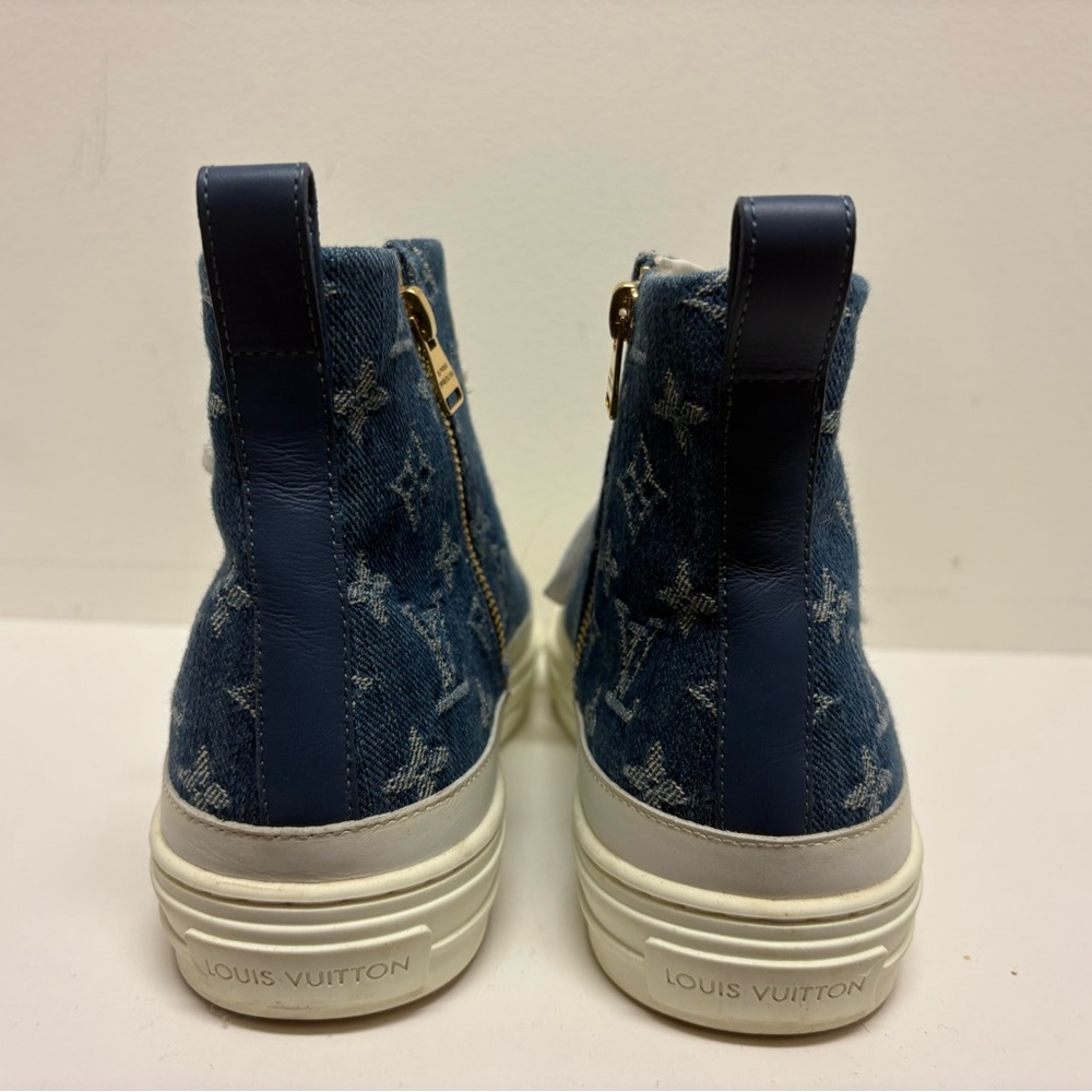 Louis Vuitton Blue Denim Monogram Sneakers - Picture 2 of 5